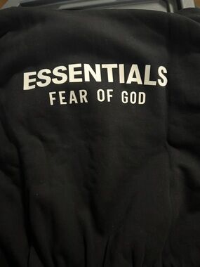 Fear of God ESSENTIALS Black Sweatshirt with White Logo
